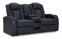 Fyne-dyme - Power Reclining Loveseat With Console/Adj Hdrst #blue