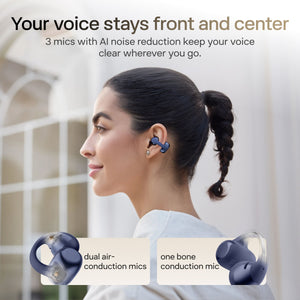 Shokz - OpenDots 2 Open-Ear Clip-On True Wireless Bluetooth Earbuds - Navy Blue