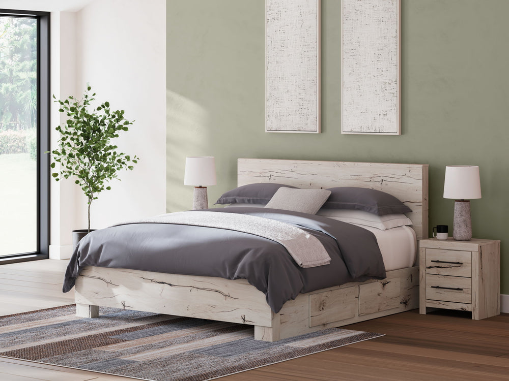 Lawroy - Panel Bed With Storage #king #storagefootboard