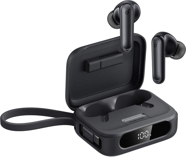 Soundcore - by Anker P41i Bluetooth Wireless In Ear Earbuds with Portable USB-C 3,000mAh Phone Charger (With Lightning Adapter) - Black