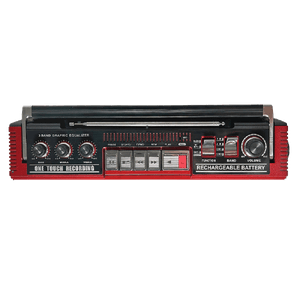 QFX - RECHARGEABLE CASSETTE AM/FM/SW1-2 RADIO BLUETOOTH BOOMBOX WITH USB RECORDING - Red