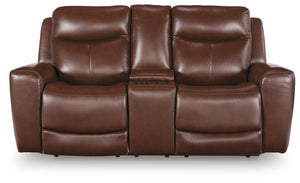 Bexhurst - Power Reclining Loveseat With Console / Adjustable Headrest #darkbrown