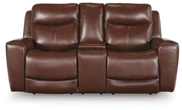 Bexhurst - Power Reclining Loveseat With Console / Adjustable Headrest #darkbrown