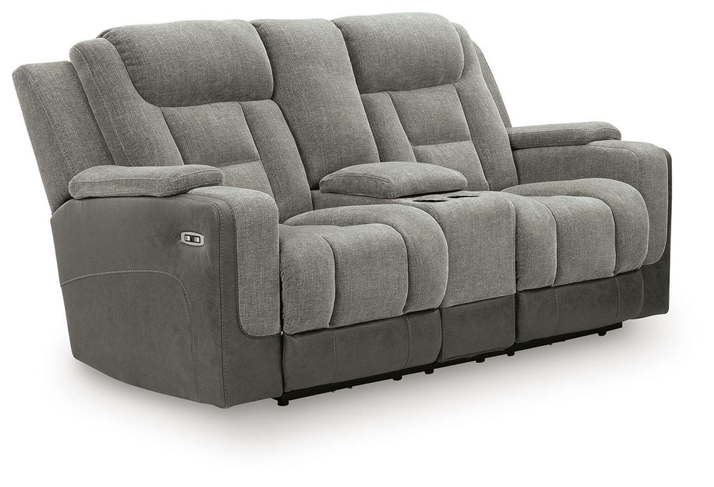 Mixed Motion - Power Reclining Loveseat With Console / Adjustable Headrest #lightbrown