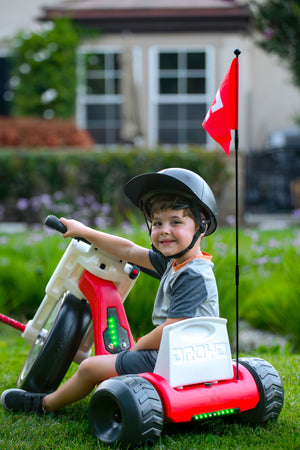 Droyd - Romper Electric Tricycle for Kids 3+ w/ 3 mi Range & 6 mph Speed – Adjustable Seat, Parental Control & LEDs - Red