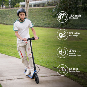 Segway - C2 Pro Electric Scooter for Kids - High-Safety Scooter, 7.5 Mile Range, 12.4 MPH Max Speed & Adjustable Height - Blue