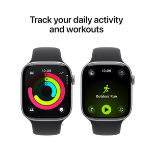 Apple Watch Series 11 (GPS) 46mm Space Gray Aluminum Case with Black Sport Band - M/L - Space Gray - (2025)