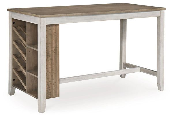 Skempton - Mesa de comedor alta rectangular con almacenaje - Blanco