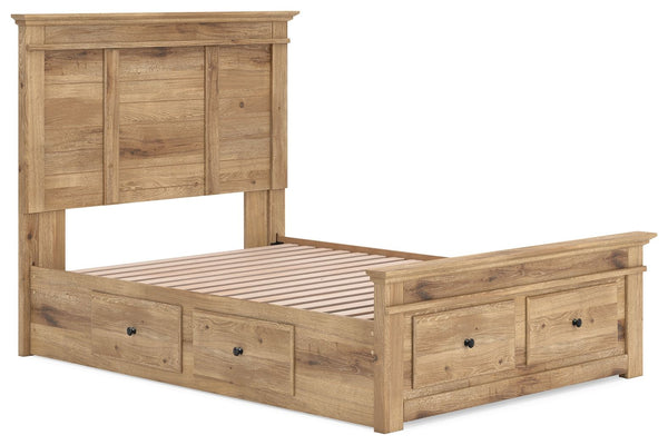 Makidern - Panel Storage Bed #lightbrown #full #2underbedstorageunitsandstoragefootboard