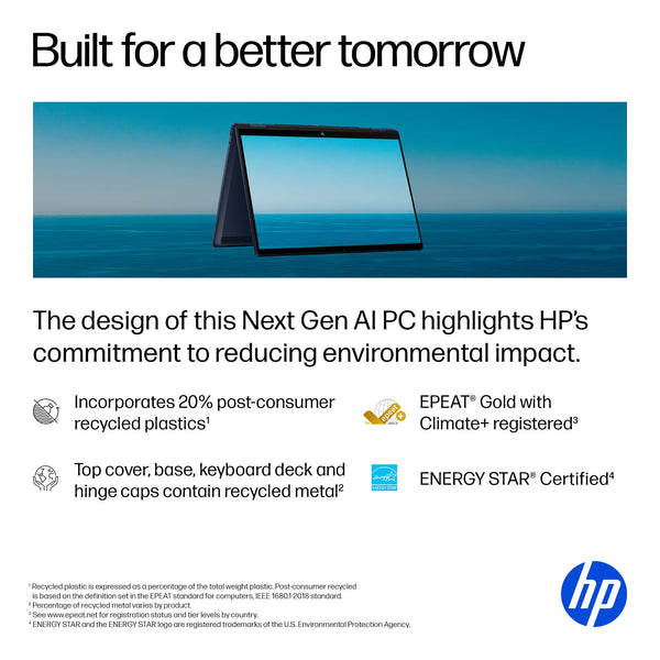 HP - OmniBook X Flip 2-in-1 - 14" 2K Touch-Screen Laptop - Intel Core Ultra 7 256V 2024 - 16GB Memory - 1TB SSD - Copilot+ PC - Atmospheric Blue