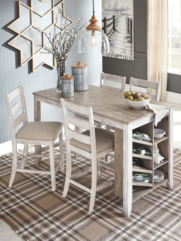 Skempton - Rectangular Counter Table With Storage Set #5pc.table,4barstools