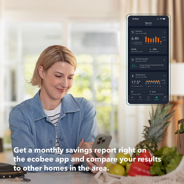 ecobee - Enhanced Smart Programmable Touch-Screen Wi-Fi Thermostat with Alexa, Apple HomeKit and Google Assistant - Black