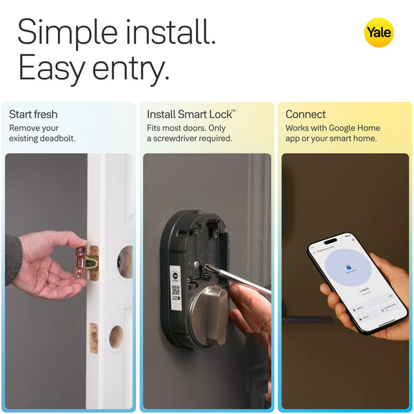 Yale - Smart Lock with Matter, Designed for Google Home; Electronic Deadbolt with Pushbutton Keypad - Snow