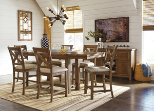 Moriville - Rectangular Dining Table Set - Counter Height #7pc.table,6barstools