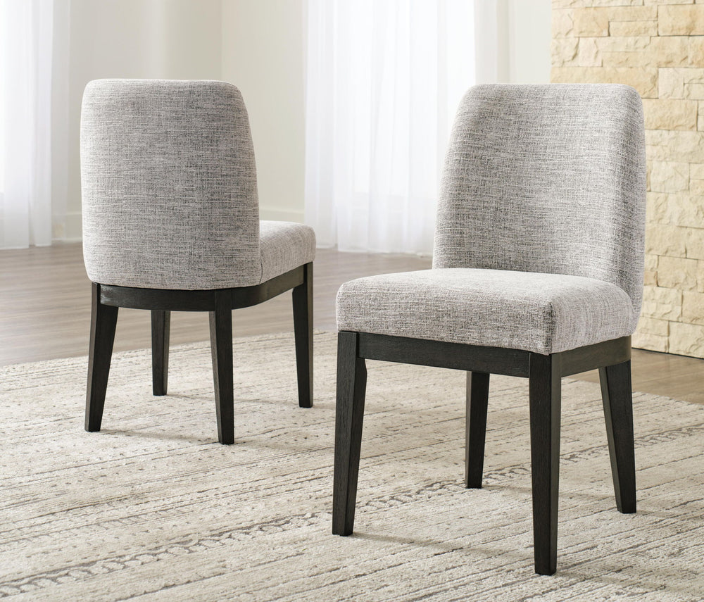 Burkhaus - Silla de comedor tapizada (juego de 2) - Beige / Marrón oscuro