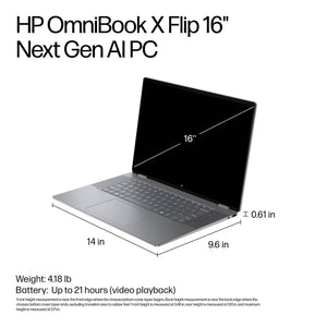 HP - OmniBook X Flip 2-in-1 - 16" 2K Touch-Screen Laptop - AMD Ryzen AI 5 340 (2025) - 16GB Memory - 512GB SSD - Copilot+ PC - Meteor Silver