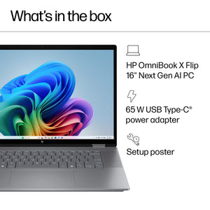 HP - OmniBook X Flip 2-in-1 - 16" 2K Touch-Screen Laptop - AMD Ryzen AI 5 340 (2025) - 16GB Memory - 512GB SSD - Copilot+ PC - Meteor Silver