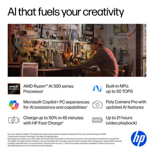 HP - OmniBook X Flip 2-in-1 - 16" 2K Touch-Screen Laptop - AMD Ryzen AI 5 340 (2025) - 16GB Memory - 512GB SSD - Copilot+ PC - Meteor Silver