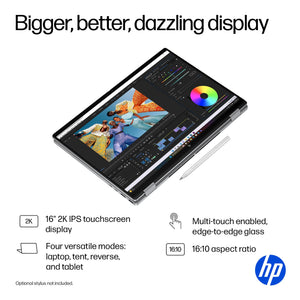 HP - OmniBook X Flip 2-in-1 - 16" 2K Touch-Screen Laptop - AMD Ryzen AI 5 340 (2025) - 16GB Memory - 512GB SSD - Copilot+ PC - Meteor Silver
