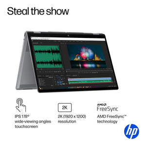 HP - OmniBook X Flip 2-in-1 - 16" 2K Touch-Screen Laptop - AMD Ryzen AI 5 340 (2025) - 16GB Memory - 512GB SSD - Copilot+ PC - Meteor Silver
