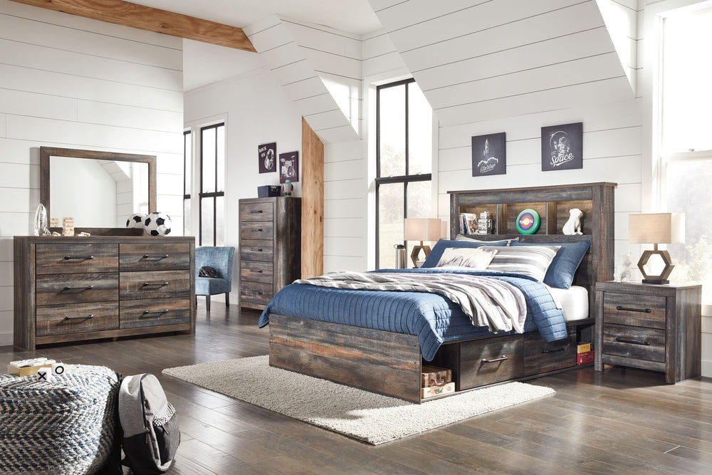 Drystan - Bookcase Bed With Storage Set #full
