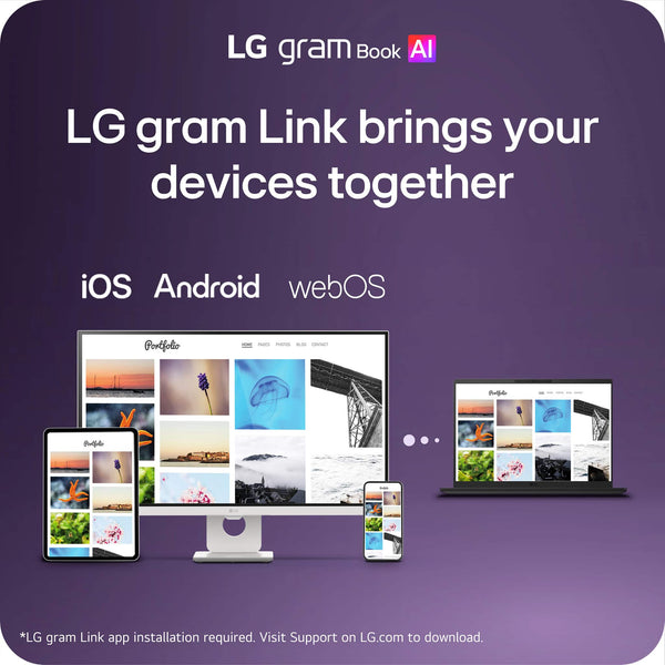 LG - gram Book 16" Copilot+ PC Touchscreen Laptop with AMD Ryzen AI 7 445 -16GB RAM -1TB SSD - Titan Black