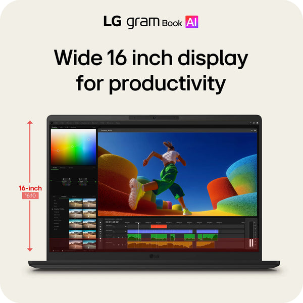 LG - gram Book 16" Copilot+ PC Touchscreen Laptop with AMD Ryzen AI 7 445 -16GB RAM -1TB SSD - Titan Black