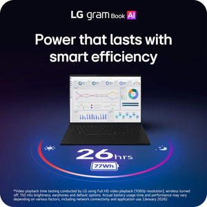 LG - gram Book 16" Copilot+ PC Touchscreen Laptop with AMD Ryzen AI 7 445 -16GB RAM -1TB SSD - Titan Black