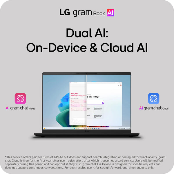 LG - gram Book 16" Copilot+ PC Touchscreen Laptop with AMD Ryzen AI 7 445 -16GB RAM -1TB SSD - Titan Black