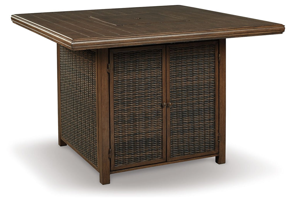 Paradise Trail - Square Bar Table w/Fire Pit - Medium Brown