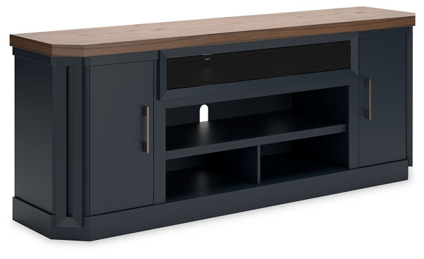 Landocken - Mueble de TV extragrande con opción de chimenea - Marrón / Azul
