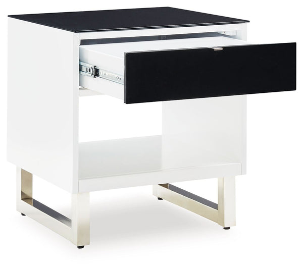 Gardoni - Mesa auxiliar rectangular - Blanco / Negro