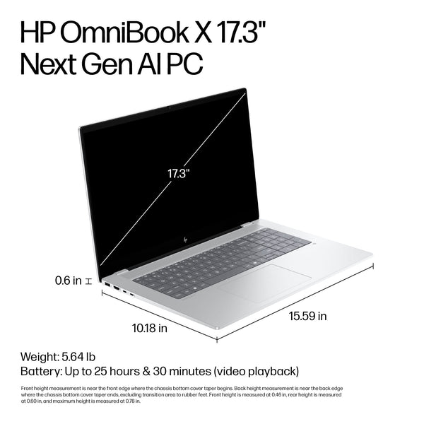 HP - OmniBook X - 17.3" FHD Touch-Screen Laptop - Intel Core Ultra 7 256V (2024) - 16GB Memory - 1TB SSD - Copilot+ PC - Glacier Silver