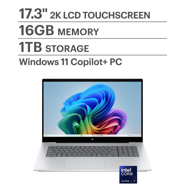 HP - OmniBook X - 17.3" FHD Touch-Screen Laptop - Intel Core Ultra 7 256V (2024) - 16GB Memory - 1TB SSD - Copilot+ PC - Glacier Silver