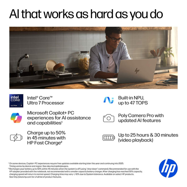 HP - OmniBook X - 17.3" FHD Touch-Screen Laptop - Intel Core Ultra 7 256V (2024) - 16GB Memory - 1TB SSD - Copilot+ PC - Glacier Silver