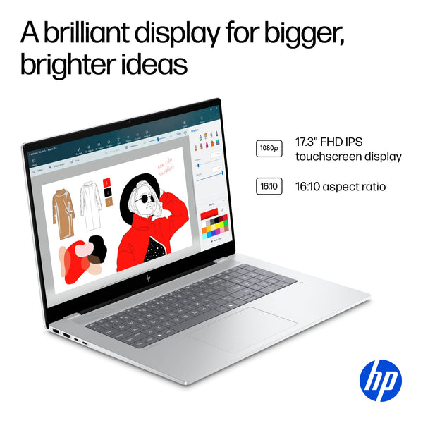 HP - OmniBook X - 17.3" FHD Touch-Screen Laptop - Intel Core Ultra 7 256V (2024) - 16GB Memory - 1TB SSD - Copilot+ PC - Glacier Silver