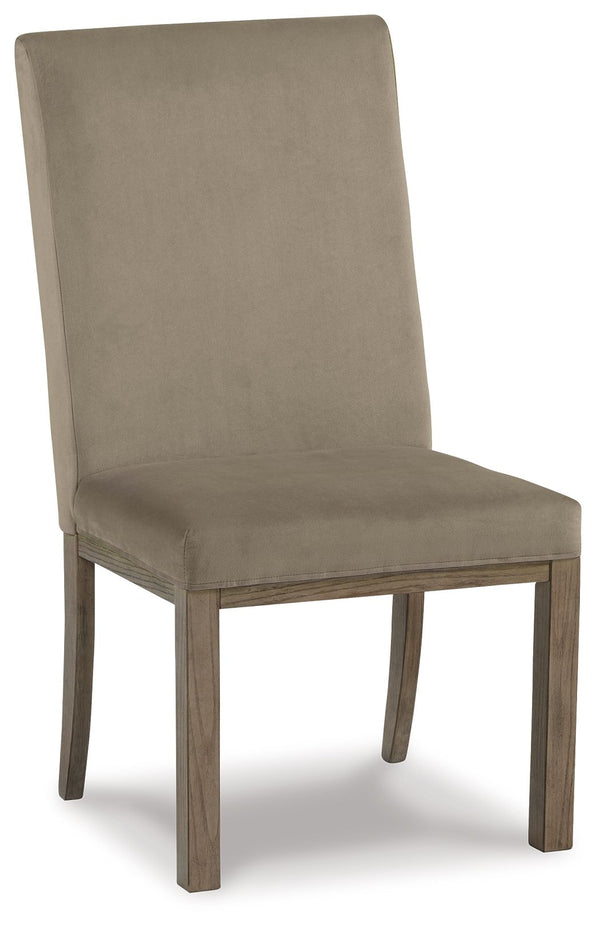 Chrestner - Silla auxiliar de comedor tapizada (juego de 2) - Gris / Marrón