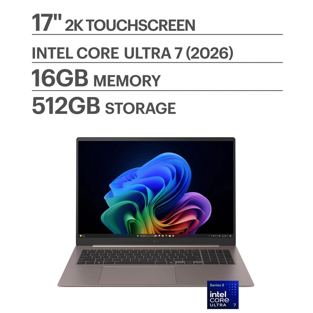 LG - gram Max 17" 2.5K Touch-Screen Laptop - 2026 Intel Core Ultra 7 Processor 355 - 16GB RAM - 512GB SSD - Copilot + PC - Matte Bronze