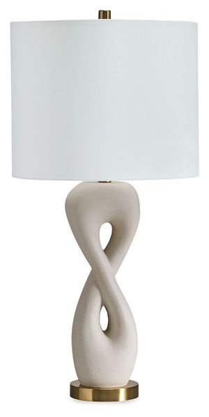 Judrich - Lámpara de mesa Poly - Acabado blanco/dorado