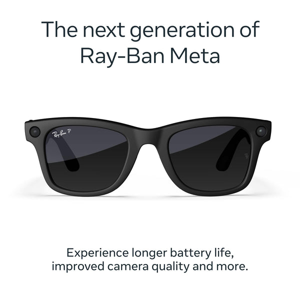 Ray-Ban Meta - Gafas Wayfarer (2.ª generación) con Meta AI, audio, foto, compatibilidad de vídeo - Lentes polarizadas de grafito - Negro mate