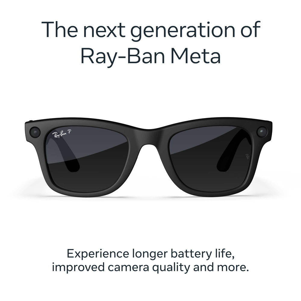 Ray-Ban Meta - Wayfarer (Gen 2) glasses with Meta AI, Audio, Photo, Video Compatibility - Polarized Graphite lenses - Matte Black