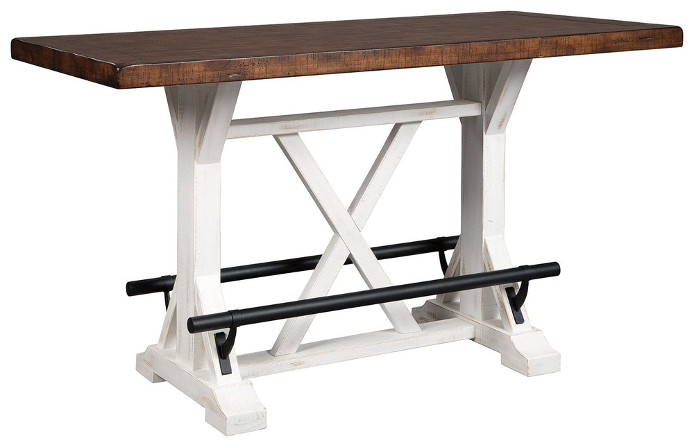Valebeck - Mesa de mostrador rectangular para comedor - Blanca / Marrón