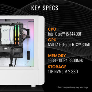 Thermaltake - Quartz i350 R4 Gaming Desktop 14th Gen Intel Core i5-14400F 2023 - 16GB Memory - NVIDIA GeForce RTX 3050 - 1TB NVMe M.2 - White