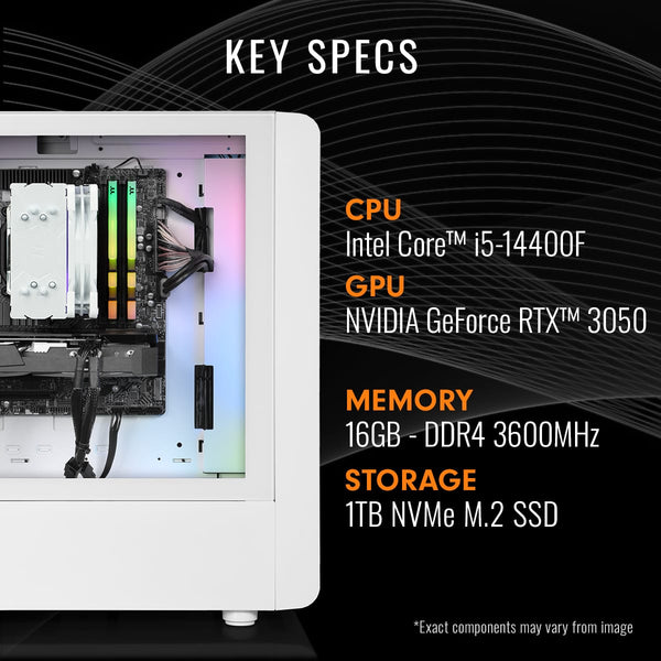 Thermaltake - Quartz i350 R4 Gaming Desktop 14th Gen Intel Core i5-14400F 2023 - 16GB Memory - NVIDIA GeForce RTX 3050 - 1TB NVMe M.2 - White
