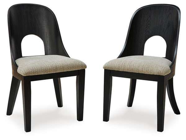 Rowanbeck - Silla de comedor tapizada (juego de 2) - Gris / Negro