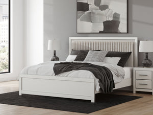 Zuraleus - Upholstered Panel Platform Bed With Roll Slats #white #king