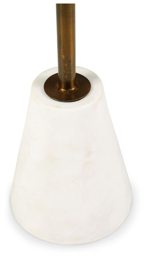 Caramont - Mesa auxiliar con base blanca - Acabado negro/blanco/dorado