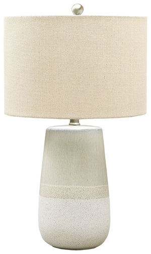 Shavon - Lámpara de mesa de cerámica - Beige / Blanco