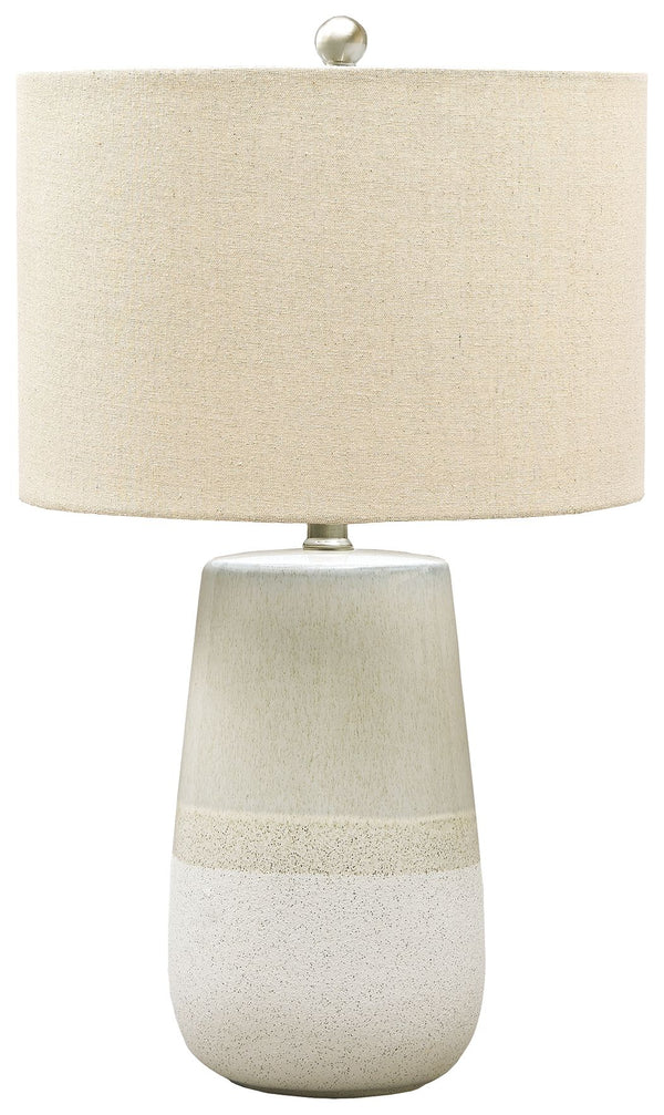 Shavon - Lámpara de mesa de cerámica - Beige / Blanco