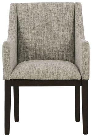 Burkhaus - Silla de comedor tapizada con apoyabrazos (Set de 2) - Beige / Marrón oscuro